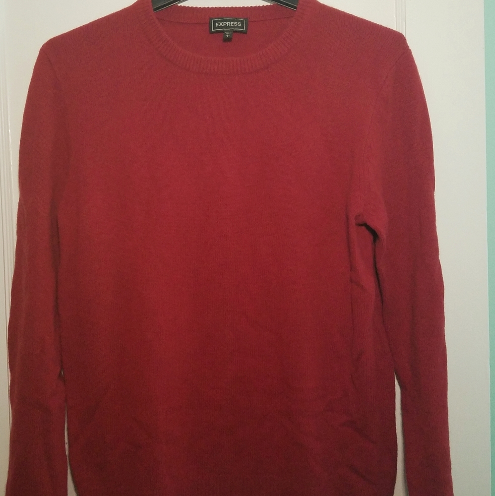 Express Wool Dark Red Crew Neck Sweater